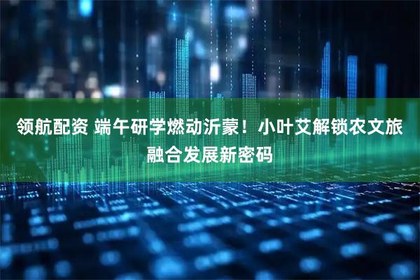 领航配资 端午研学燃动沂蒙！小叶艾解锁农文旅融合发展新密码